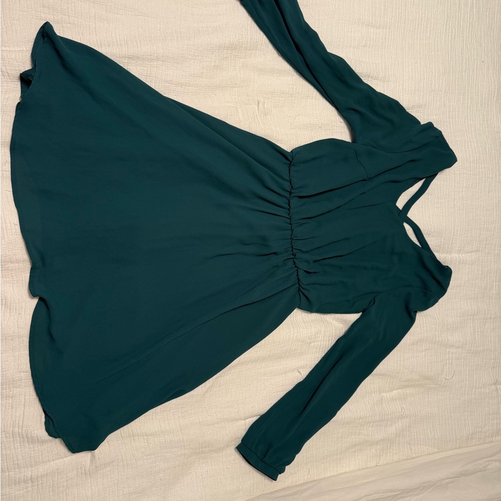 Long sleeve emerald green dress